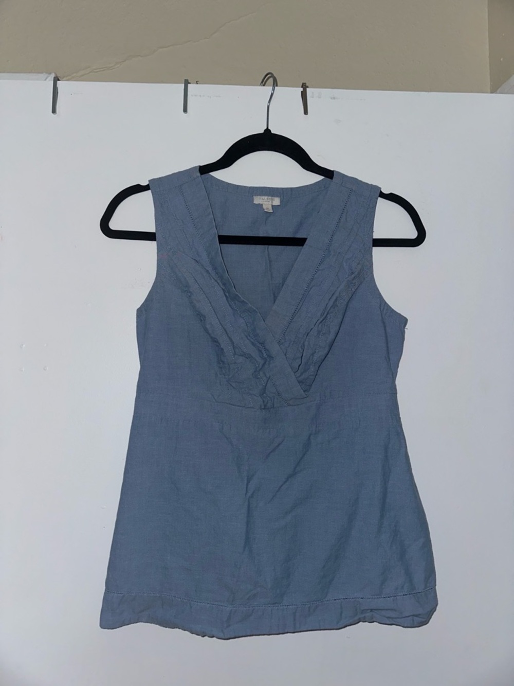Talbots Dusty Blue V-Neck Sleeveless Camisole with Ruffle Trim